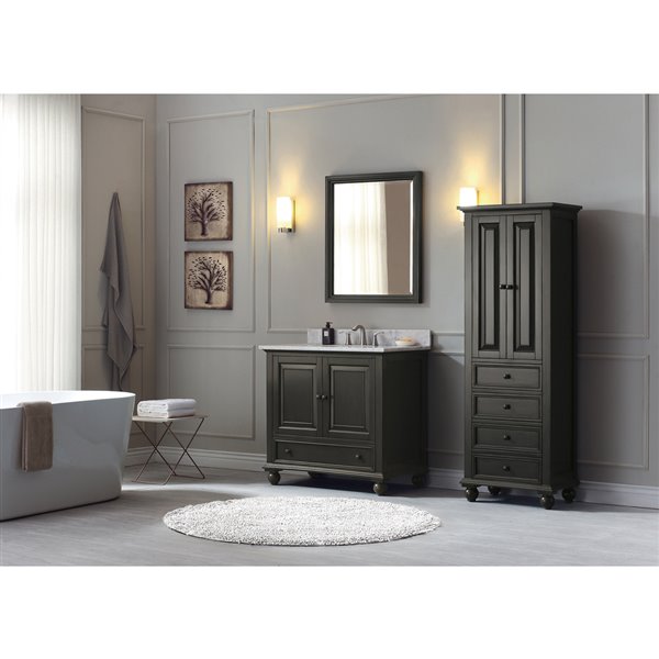 Meuble-lavabo simple Thompson d'Avanity de 31 po gris charbon avec comptoir de marbre de Carrare