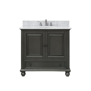 Meuble-lavabo simple Thompson d'Avanity de 31 po gris charbon avec comptoir de marbre de Carrare