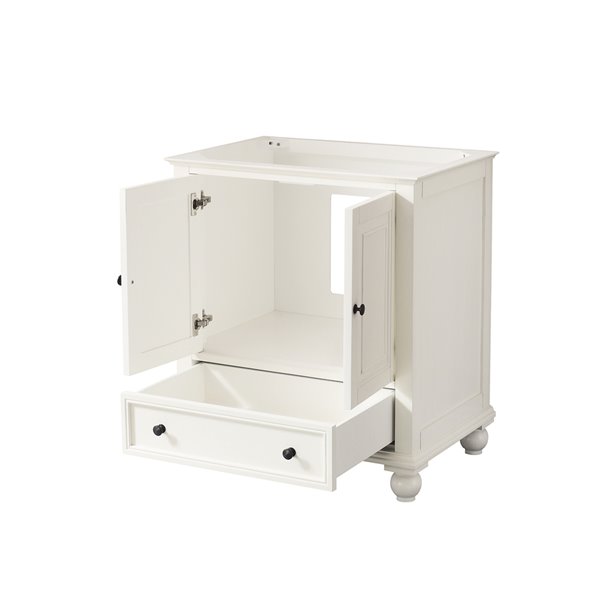 Avanity Thompson 31-in French White Single Sink Bathroom Vanity with Carrera Marble Top