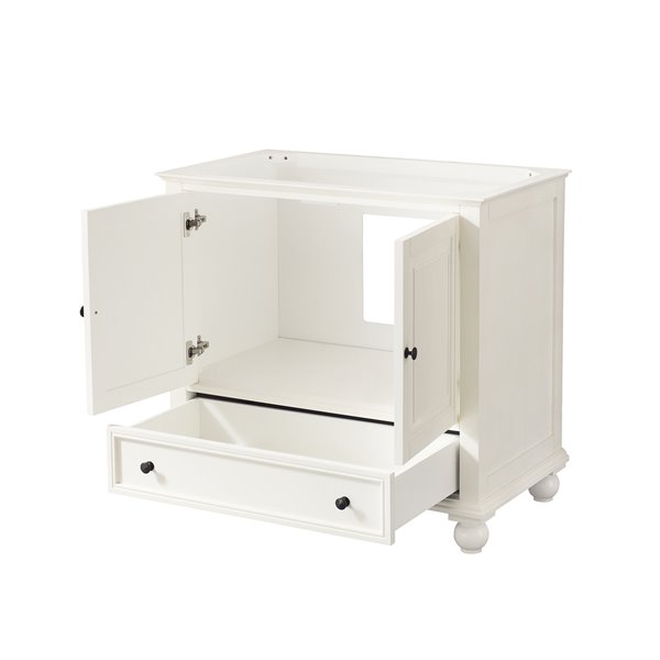 Meuble-lavabo simple Thompson d'Avanity de 37 po blanc français avec comptoir de marbre de Carrare