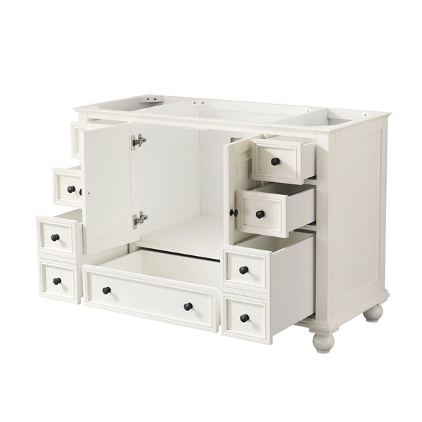 Avanity Thompson 49-in French White Single Sink Bathroom Vanity with Carrera Marble Top