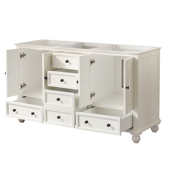 Meuble-lavabo double Thompson d'Avanity de 61 po blanc français avec comptoir de marbre de Carrare