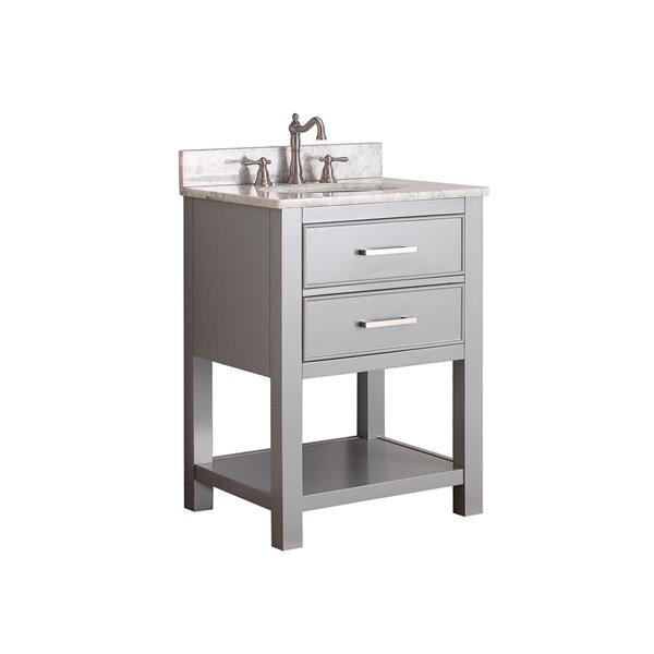 Meuble-lavabo simple Brooks d'Avanity de 25 po gris froid avec comptoir en marbre de Carrare