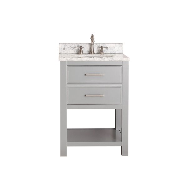 Meuble-lavabo simple Brooks d'Avanity de 25 po gris froid avec comptoir en marbre de Carrare