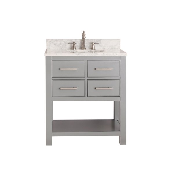 Avanity Brooks 31-in Chilled Grey Single Sink Bathroom Vanity with Carrera White Marble Top