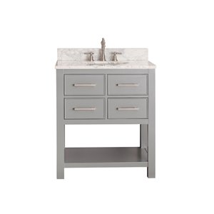 Meuble-lavabo simple Brooks d'Avanity de 31 po gris froid avec comptoir en marbre de Carrare