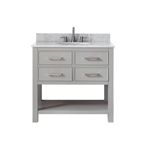 Avanity Brooks 37-in Chilled Grey Single Sink Bathroom Vanity with Carrera White Marble Top