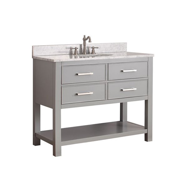 Avanity Brooks 43-in Chilled Grey Single Sink Bathroom Vanity with Carrera White Marble Top