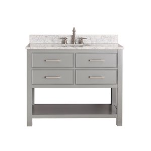 Avanity Brooks 43-in Chilled Grey Single Sink Bathroom Vanity with Carrera White Marble Top