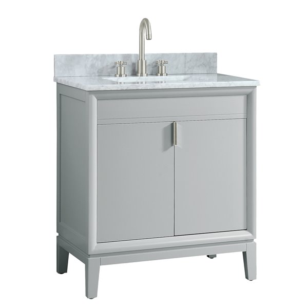 Avanity Emma 31-in Dove Grey Single Sink Bathroom Vanity with Carrera White Marble Top