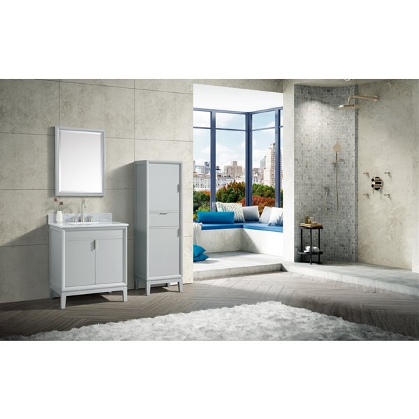 Avanity Emma 31-in Dove Grey Single Sink Bathroom Vanity with Carrera White Marble Top