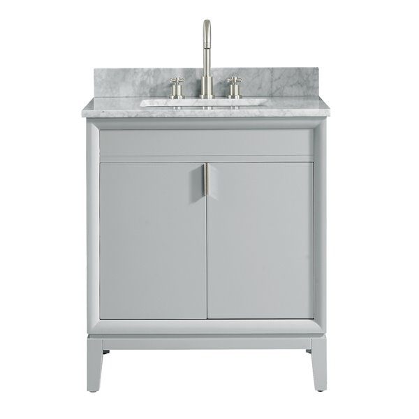 Avanity Emma 31-in Dove Grey Single Sink Bathroom Vanity with Carrera White Marble Top