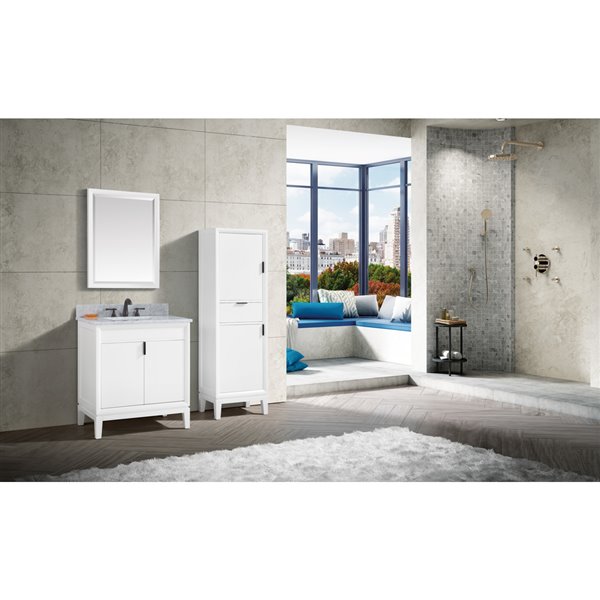 Meuble-lavabo simple Emma d'Avanity de 31 po gris blanc avec comptoir en marbre de Carrare