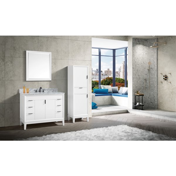 Meuble-lavabo simple Emma d'Avanity de 43 po gris blanc avec comptoir en marbre de Carrare