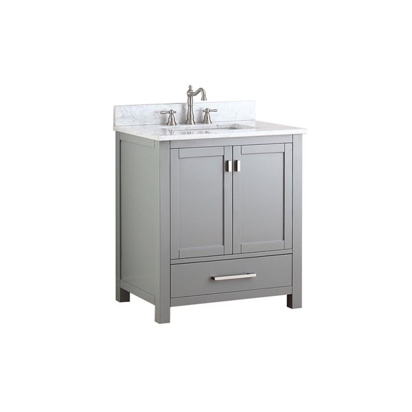 Avanity Modero 31-in Grey Single Sink with Carrera White Marble Sink Top Vanity