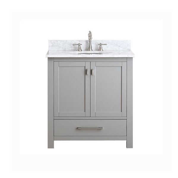 Avanity Modero 31-in Grey Single Sink with Carrera White Marble Sink Top Vanity