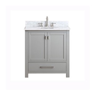 Avanity Modero 31-in Grey Single Sink with Carrera White Marble Sink Top Vanity