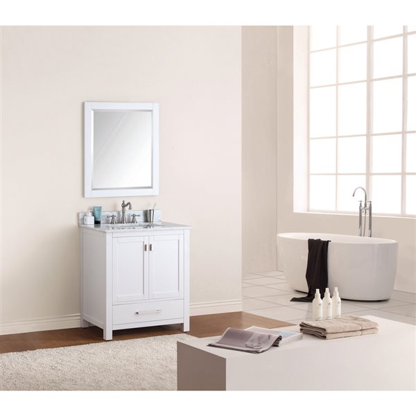 Avanity Modero 31-in White Single Sink with Carrera White Marble Sink Top Vanity