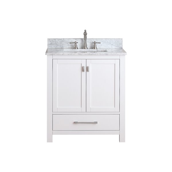 Avanity Modero 31-in White Single Sink with Carrera White Marble Sink Top Vanity