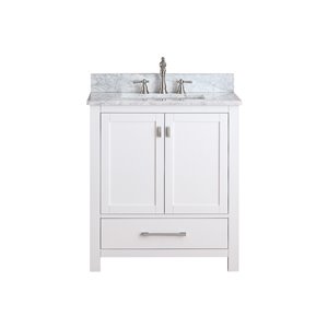 Avanity Modero 31-in White Single Sink with Carrera White Marble Sink Top Vanity