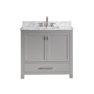 Avanity Modero 37-in Grey Single Sink with White Marble Sink Top Vanity