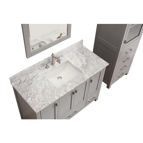 Avanity Modero 49-in Grey Single Sink with Carrera White Marble Sink Top Vanity