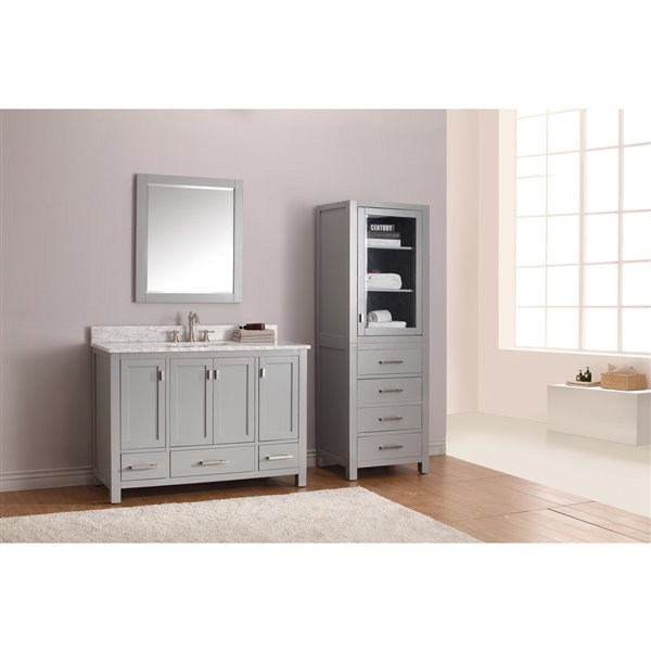 Avanity Modero 49-in Grey Single Sink with Carrera White Marble Sink Top Vanity