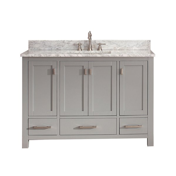 Avanity Modero 49-in Grey Single Sink with Carrera White Marble Sink Top Vanity