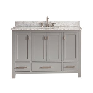 Avanity Modero 49-in Grey Single Sink with Carrera White Marble Sink Top Vanity