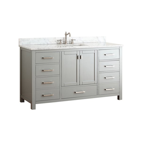 Avanity Modero 61-in Grey Single Sink Bathroom Vanity with Carrera Marble Countertop