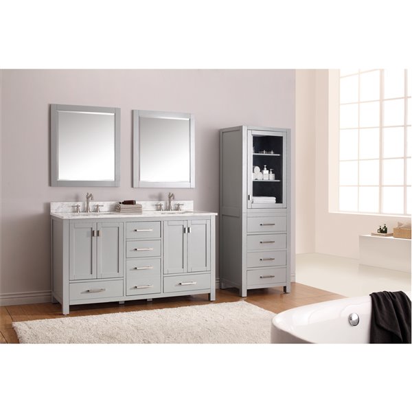 Avanity Modero 61-in Grey Double Sink Bathroom Vanity with Carrera Marble Countertop