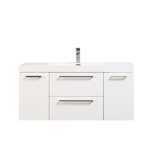 GEF Amira 48-in White Single Sink Bathroom Vanity with White Acrylic Top