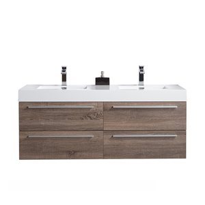 GEF Rosalie 60-in Soft Oak Double Sink Bathroom Vanity with Acrylic Countertop