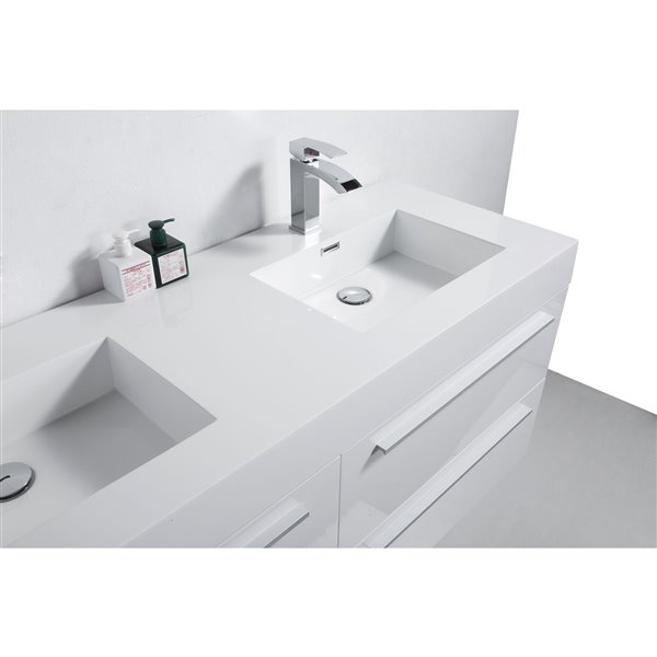 Meuble-lavabo double blanc Rosalie par GEF avec comptoir en acrylique de 60 po