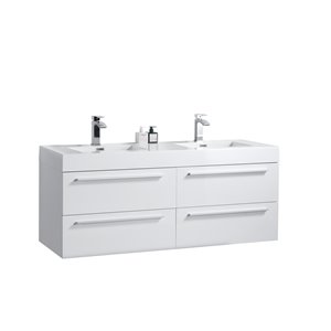GEF Rosalie 60-in White Double Sink Bathroom Vanity with Acrylic Top