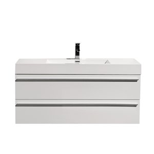 Meuble-lavabo simple blanc Rosalie par GEF avec comptoir en acrylique de 48 po