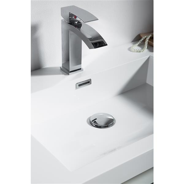 Meuble-lavabo simple blanc Rosalie par GEF avec comptoir en acrylique de 42 po