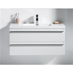 Meuble-lavabo simple blanc Rosalie par GEF avec comptoir en acrylique de 42 po