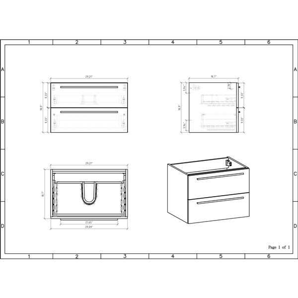 Meuble-lavabo simple de 30 po Rosalie par GEF de couleur chêne clair avec comptoir en acrylique