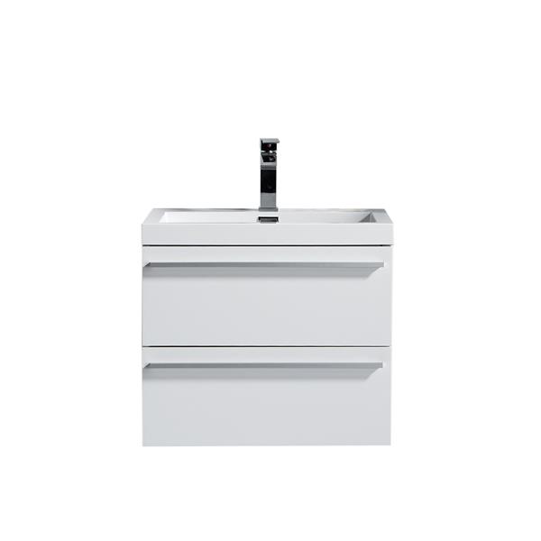 Meuble-lavabo simple blanc Rosalie par GEF avec comptoir en acrylique de 24 po