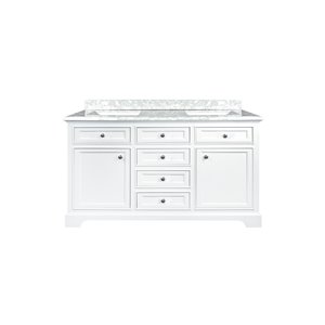 GEF Brielle 24-in White Single Sink Bathroom Vanity with White Carrara Marble Top 60-in