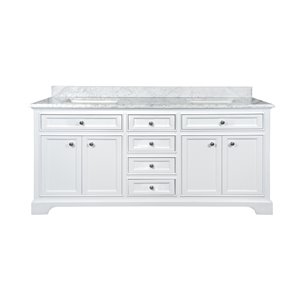 GEF Brielle 24-in White Single Sink Bathroom Vanity with White Carrara Marble Top 72-in
