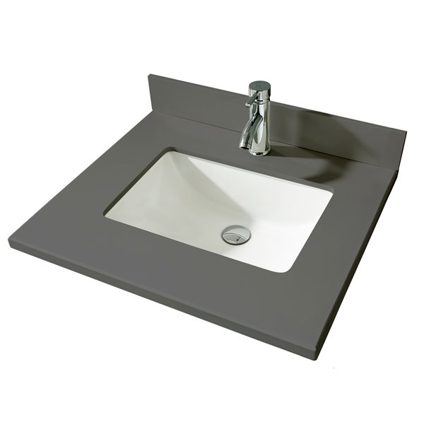 GEF Brielle 24-in White Single Sink Bathroom Vanity with Grey Quartz Top