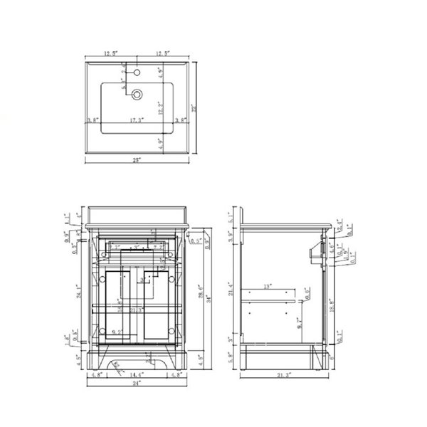 GEF Brielle 24-in White Single Sink Bathroom Vanity with Grey Quartz Top