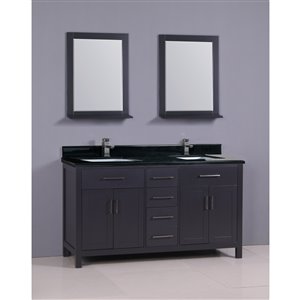 Capetown 60-in Double Sink Gray Bathroom Vanity with Granite Top