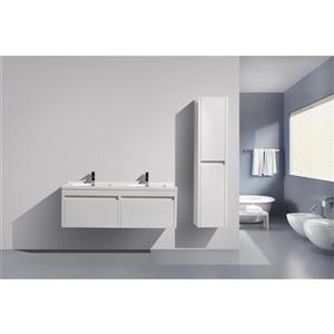 GEF Meuble-lavabo Selena avec comptoir acrylique , 60 po. blanc évier double