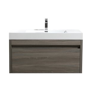 GEF Meuble-lavabo Selena avec comptoir acrylique , 36 po. érable gris
