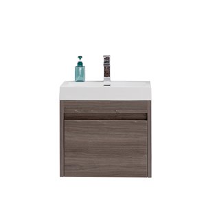 GEF Meuble-lavabo Selena avec comptoir acrylique , 24 po. érable gris