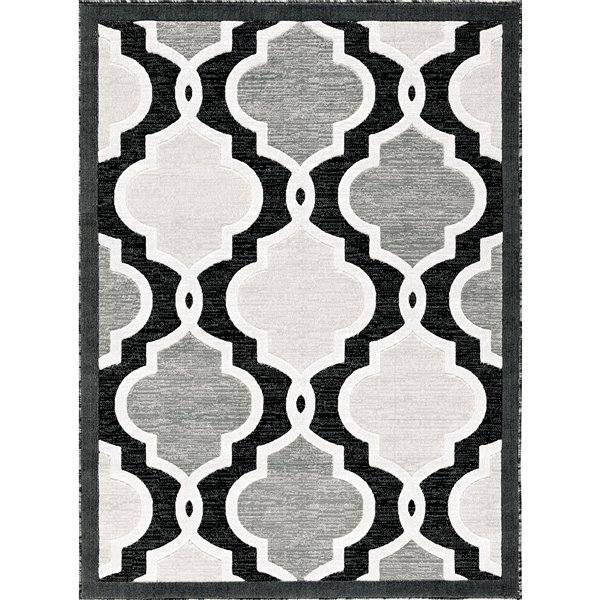 Tapis Illian, 5 pi x 8 pi, noir