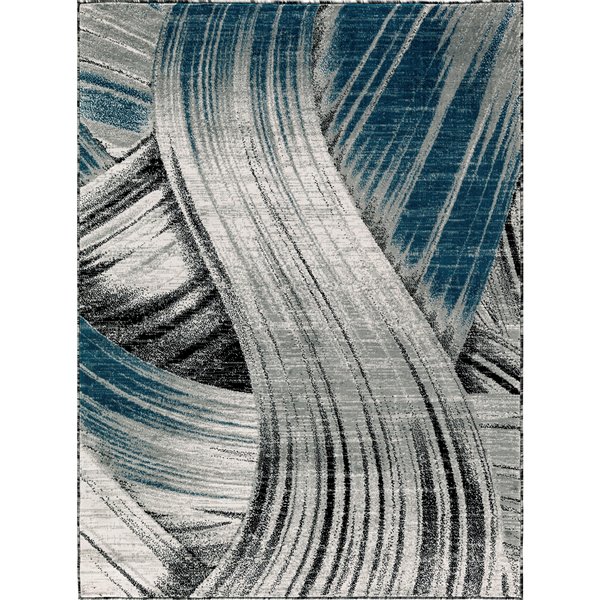 Tapis Evelyn, 2 pi x 3 pi, gris/bleu foncé